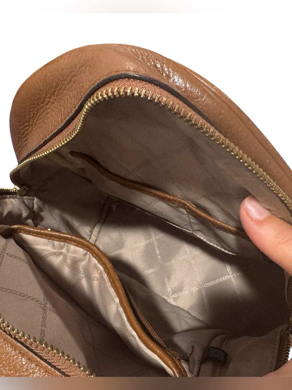 Michael Kors Cognac Pebbled Leather Backpack - Picture 5 of 6